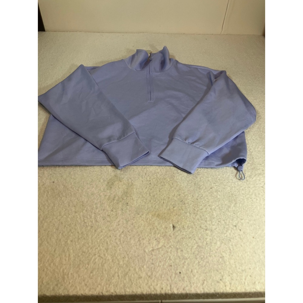 Z by Zella Womens Lavender Quarter Zip Pullover Cropped Sweatshirt Size Large
